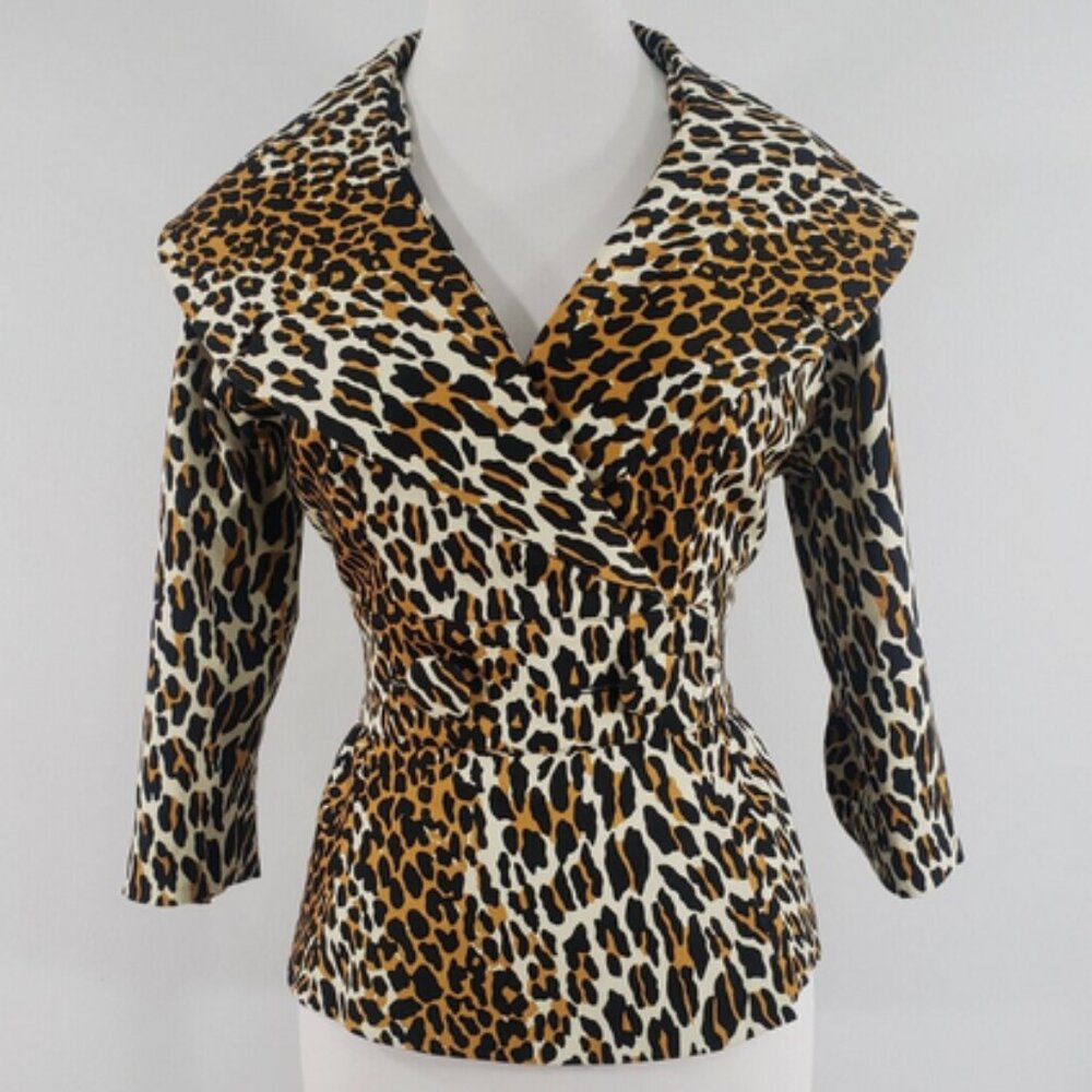 Trashy Diva Leopard Print Wrap Top in Black, Tan, Cream